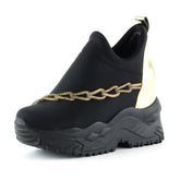 Maggie Siyah Streç Altın Zincirli Gizli Dolgu Günlük Ayakkabı