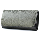 (ES0019AC) Antrasit Degrade Kristal Taşlı Zincir Askılı Manyetik Kapaklı Abiye El Çantası