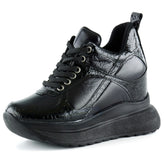 Aurelia Siyah Rugan Croco Desenli Bağcıklı Gizli Dolgu Topuklu Günlük Spor Ayakkabı