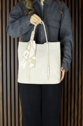 (VSN5013OC) Bej Hakiki Dana Süet Manyetik Kapaklı Fermuarlı İç Cepli Askılı Büyük Boy Günlük Omuz Çantası