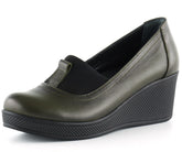 Daisy Haki Hakiki Deri Dolgu Topuklu Günlük Ayakkabı