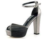 Carmen Platin Fileli Önü Açık Bilekten Bağlamalı Platform Topuklu Ayakkabı