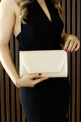 (ES0017AC) Ten Saten Zincir Askılı Manyetik Kapaklı İç Cepli Zarif Abiye El Çantası