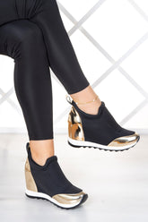 Anastasia Altın Ön Yüz Streç Gizli Dolgu Günlük Ayakkabı