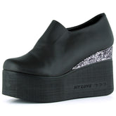 Lumi Siyah Vegan Yuvarlak Burun Taşlı Gizli Dolgu Topuklu Günlük Ayakkabı