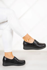 Jennifer Siyah Yılan Hakiki Deri Günlük Ayakkabı