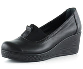 Daisy Siyah Hakiki Deri Dolgu Topuklu Günlük Ayakkabı