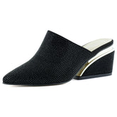 Silvia Siyah Taşlı Metal Topuk Detaylı Abiye Terlik