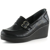 Taylor Siyah Yılan Hakiki Deri Dolgu Topuklu Günlük Ayakkabı