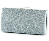 Gümüş Saten Kristal Granül Taşlı Metal Saplı Abiye El Çantası ( ES0013AC )