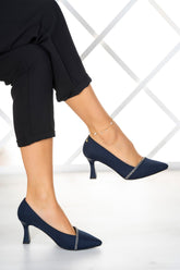 Darla Lacivert Krep Taşlı Abiye Ayakkabı