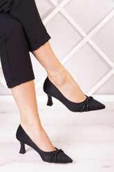 Adel Siyah Süet Burma Taşlı Abiye Ayakkabı