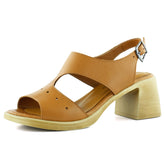 Ofelia Taba Hakiki Dana Derisi Delik Detaylı Tokalı Kalın Topuklu Rahat Günlük Sandalet