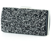 Siyah Saten Kristal Granül Taşlı Metal Saplı Abiye El Çantası ( ES0013AC )