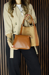 (VSN5012OC) Taba Hakiki Dana Süet Manyetik Kapaklı Büyük Boy Günlük Omuz Çantası ve Askılı El Çantası