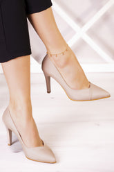 Victoria Ten Saten Jatqılı Abiye Stiletto 9 cm.