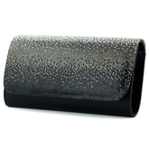 (ES0019AC) Siyah Degrade Kristal Taşlı Zincir Askılı Manyetik Kapaklı Abiye El Çantası