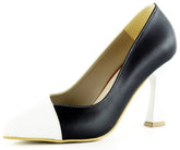 Jatqılı Plus Siyah Beyaz İnce Kadeh Topuklu Klasik Ayakkabı