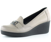 Dafne Vizon Hakiki Deri Tokalı Yuvarlak Burun Dolgu Topuklu Günlük Ayakkabı