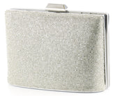 Gümüş Saten Kristal Taşlı Metal Saplı Zincir Askılı Abiye Çanta ( ES0011AC )