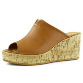 Mallery Taba Hakiki Dana Derisi Önü Açık Mantar Taban Görünümlü Dolgu Topuklu Terlik