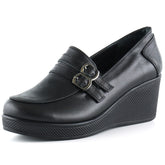 Taylor Siyah Hakiki Deri Dolgu Topuklu Günlük Ayakkabı