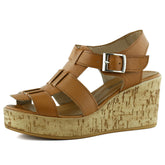 Xena Taba Hakiki Dana Derisi Mantar Taban Görünümlü Dolgu Topuklu Gladyatör Sandalet