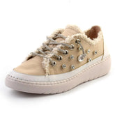 Valentina Bej Denim Kristal Taşlı Gümüş Bağcıklı Sneaker