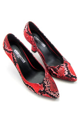 Jatqılı Exclusive Kırmızı Yılan Kadeh Topuklu Ayakkabı