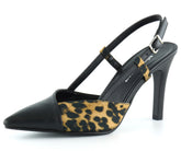 Sacha Siyah Leopar Arkası Açık Stiletto