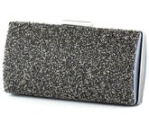 Antrasit Saten Kristal Granül Taşlı Metal Saplı Abiye El Çantası ( ES0013AC )