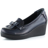 Emma Lacivert Hakiki Deri Dolgu Topuklu Günlük Ayakkabı