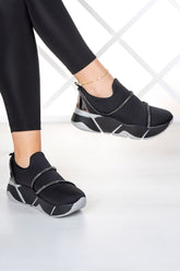 Barbara Platin Streç Taşlı Sneaker