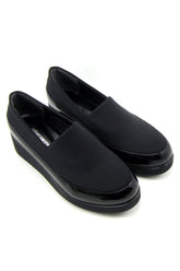 Larisa Siyah Rugan Ön Yüz Streç Dolgu Topuklu Günlük Ayakkabı