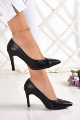 Veronica Siyah Vegan Jatqılı Stiletto 9 cm.