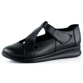 Frida Siyah Hakiki Deri Kesik Detaylı Cırt Cırtlı Günlük Ayakkabı