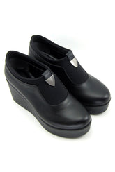 Sofia Exclusive Siyah Streç Tokalı Dolgu Topuklu Günlük Ayakkabı