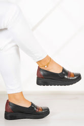 Avila Siyah Bordo Hakiki Deri Günlük Ayakkabı