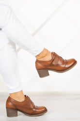 Shantel Taba Hakiki Deri Günlük Topuklu Ayakkabı