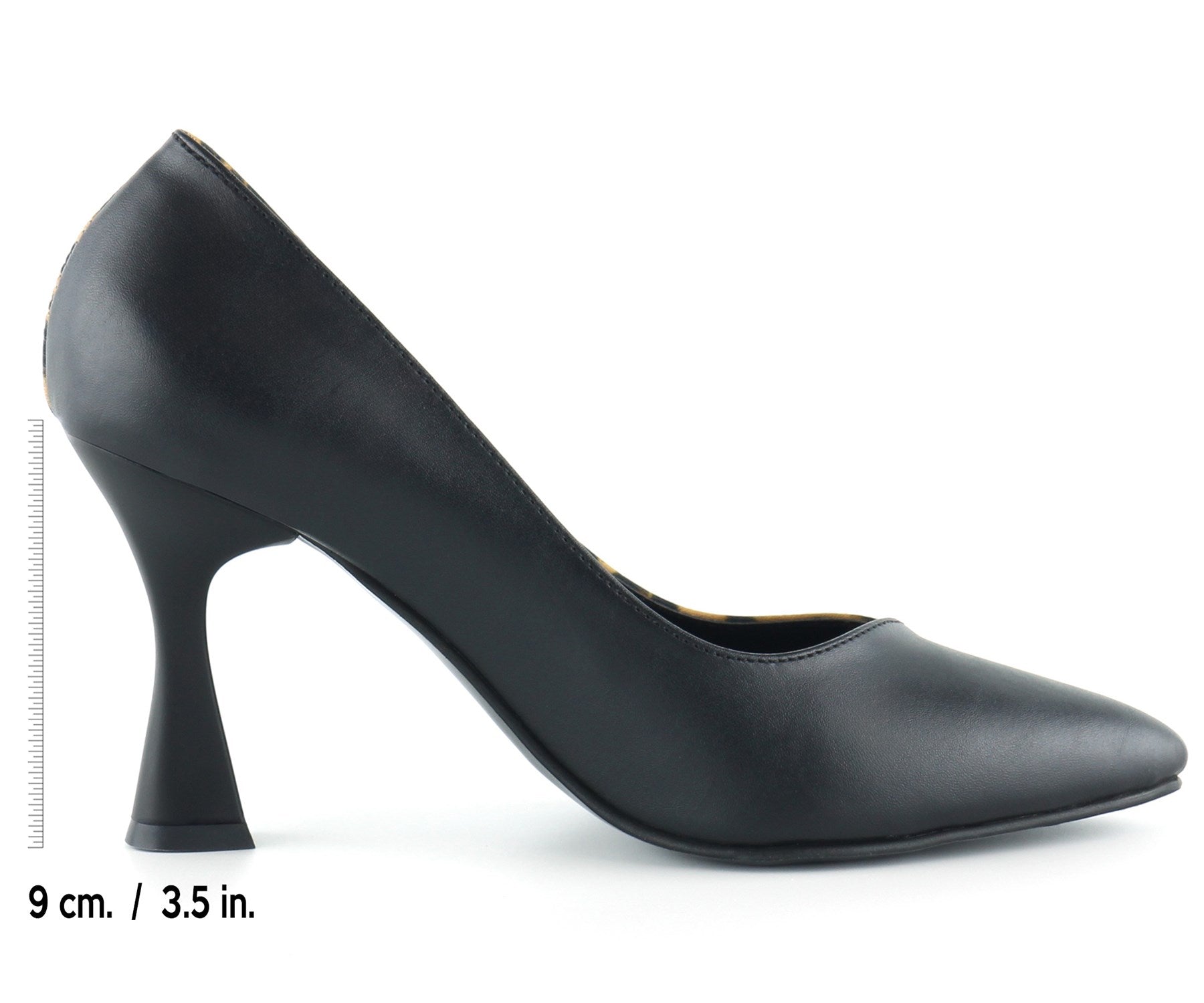 Jatqılı Plus Siyah Leopar İnce Kadeh Topuklu Klasik Ayakkabı