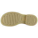 [8078] Bej Rugan Streç Taşlı Tokalı Yuvarlak Burun Kalın Topuklu Günlük Bot