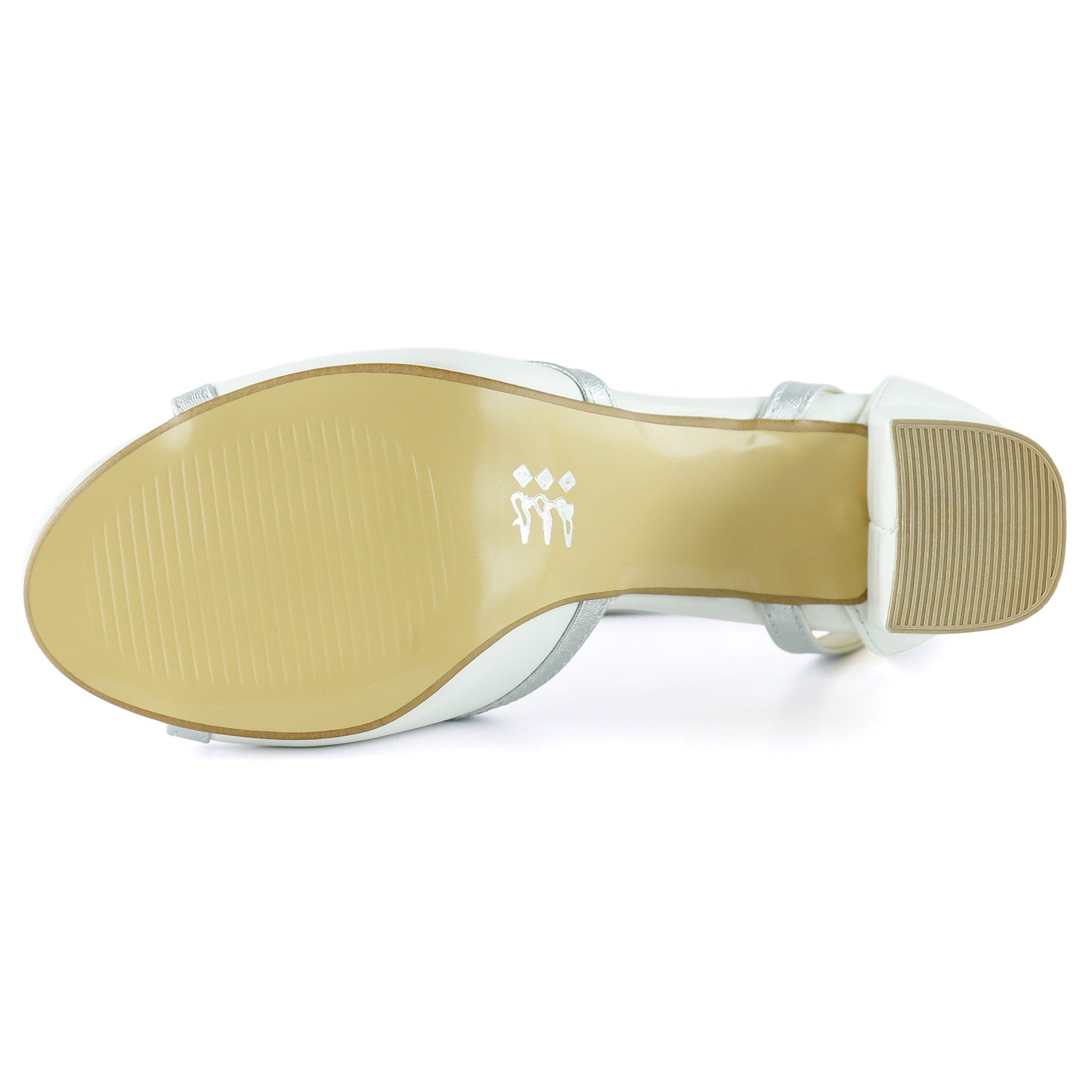 Charlotte Beyaz Gümüş Çapraz Bantlı Kalın Topuklu Zarif Abiye Gelin Ayakkabısı