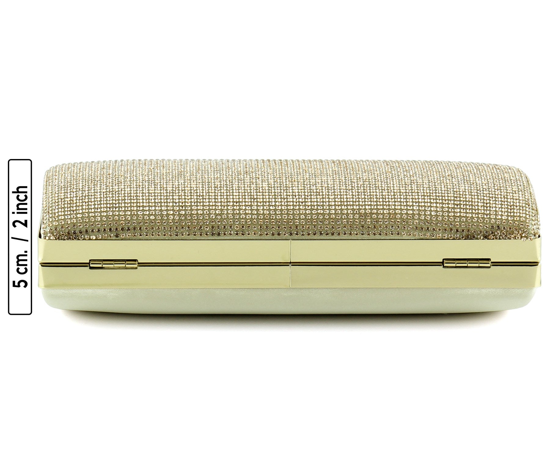 Altın Saten Kristal Taşlı Metal Saplı Abiye El Çantası ( ES0015AC )