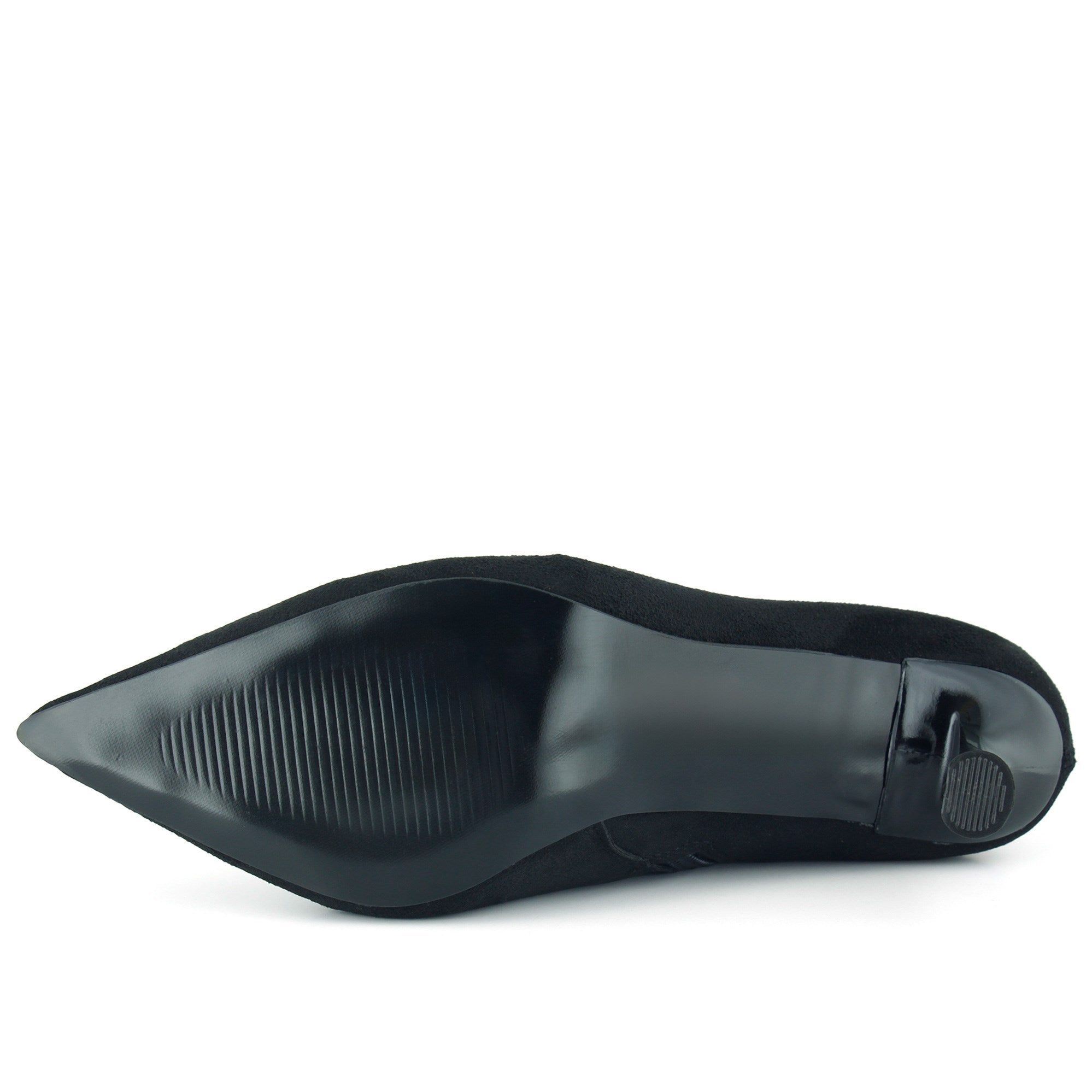 Kimberly Siyah Süet Streç Sivri Burun Fermuarlı İnce Topuklu Günlük Bot