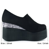 Lumi Siyah Süet Yuvarlak Burun Taşlı Gizli Dolgu Topuklu Günlük Ayakkabı