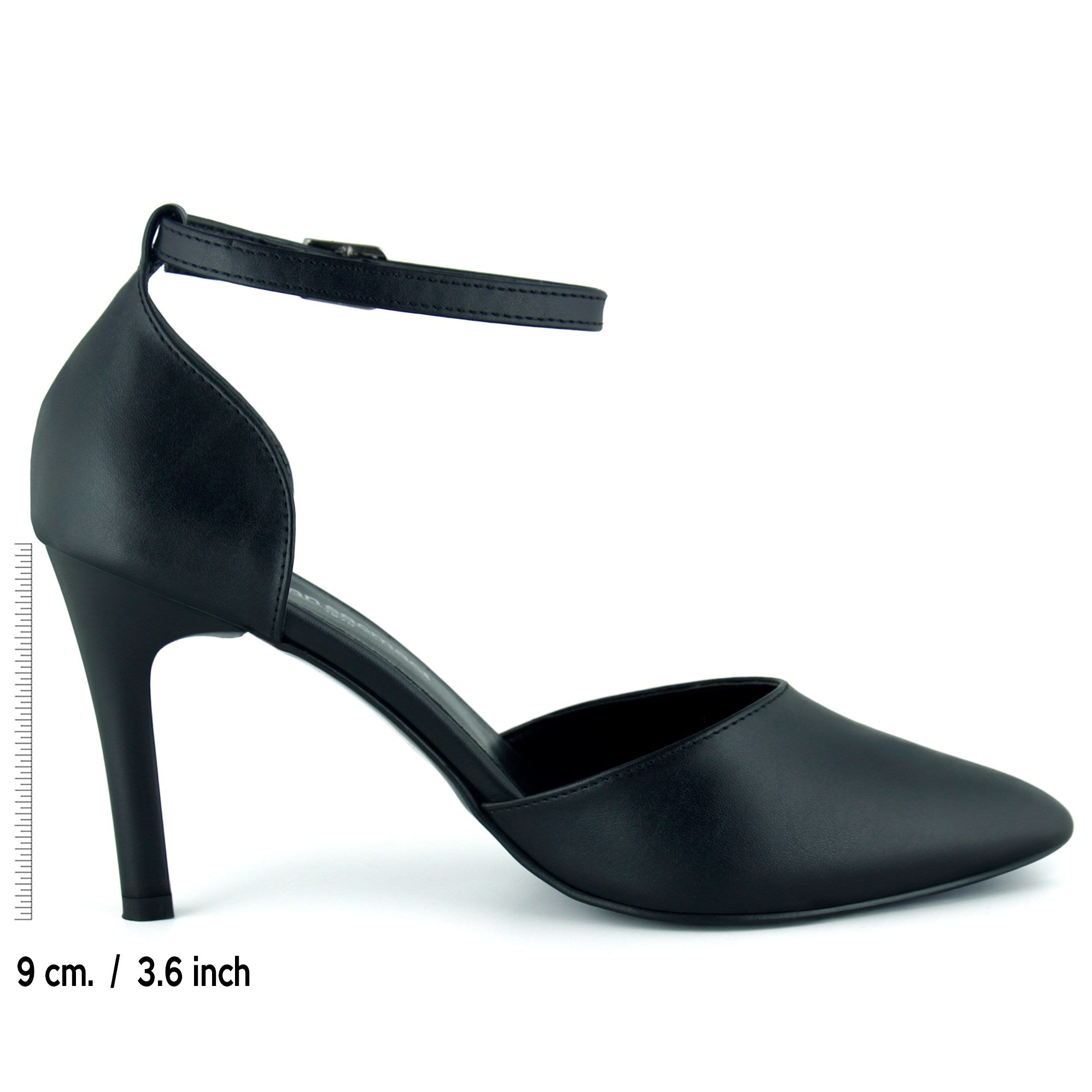 Sindy Siyah Vegan Bantlı İnce Topuklu Stiletto Ayakkabı