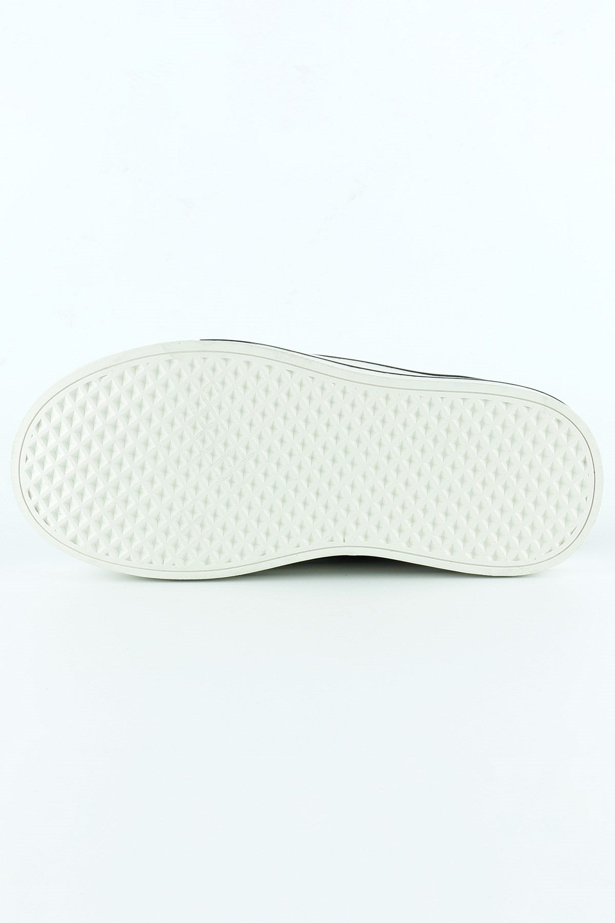 [5025] Siyah Beyaz Yüksek Taban Spor Fileli Taşlı Bağcıklı Platform Sneaker