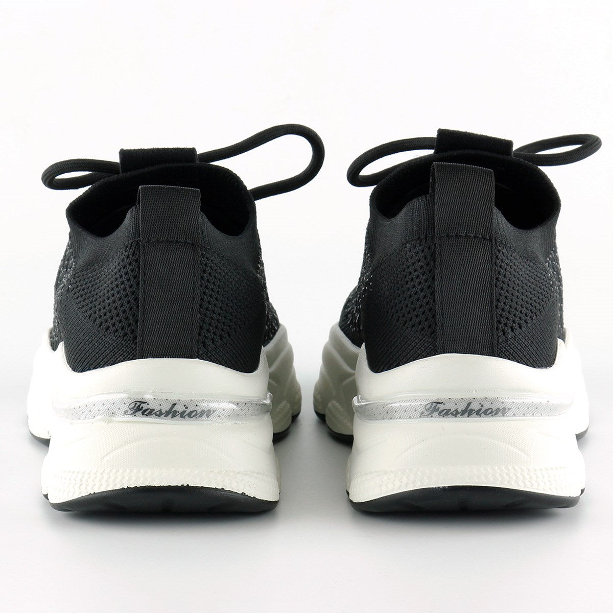 [5031] Siyah Örgü Dokuma Taş Detaylı Bağcıklı Slip-on Sneaker