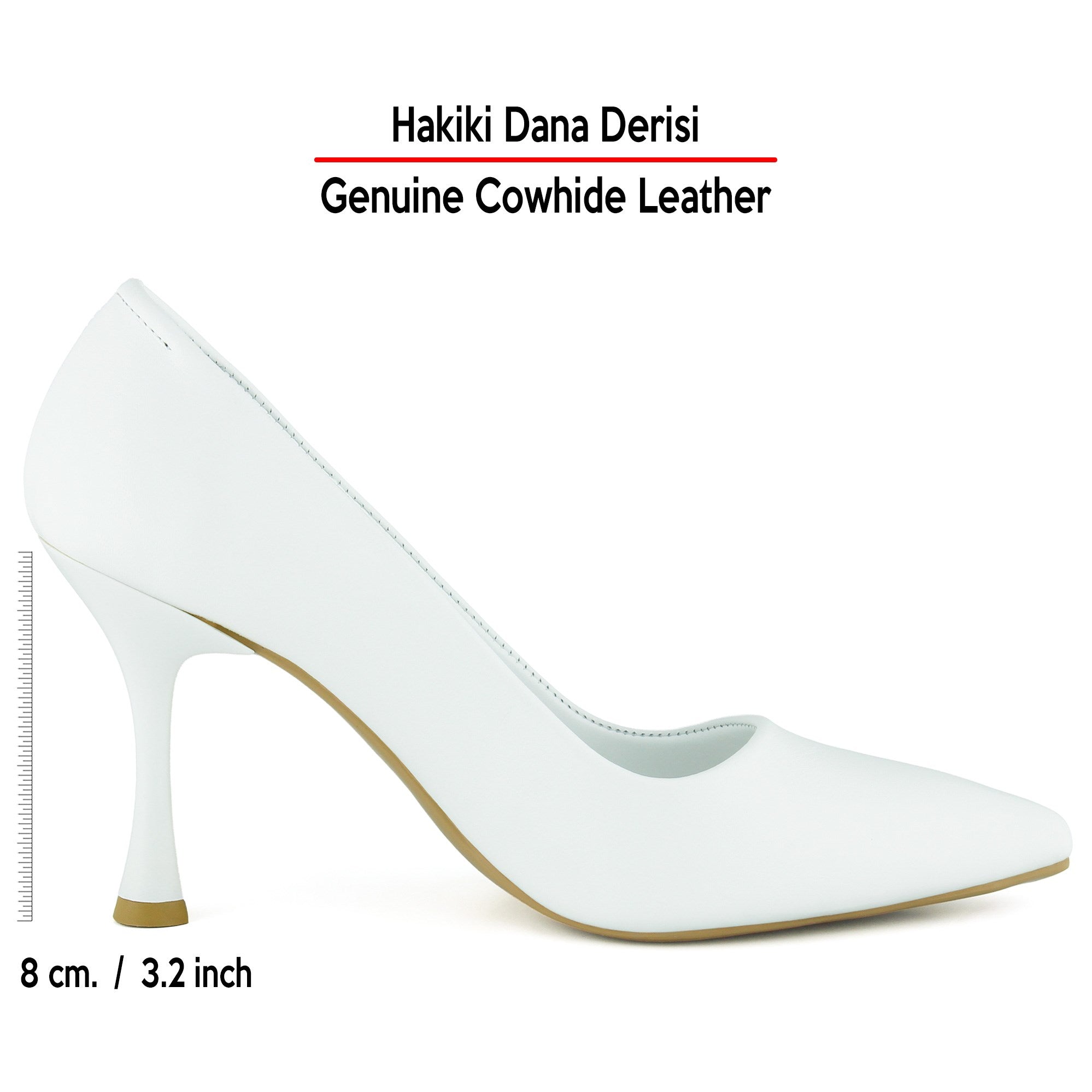 Suzanna Beyaz Hakiki Dana Derisi Sivri Burun Klasik İnce Topuklu Stiletto Gelin Ayakkabısı