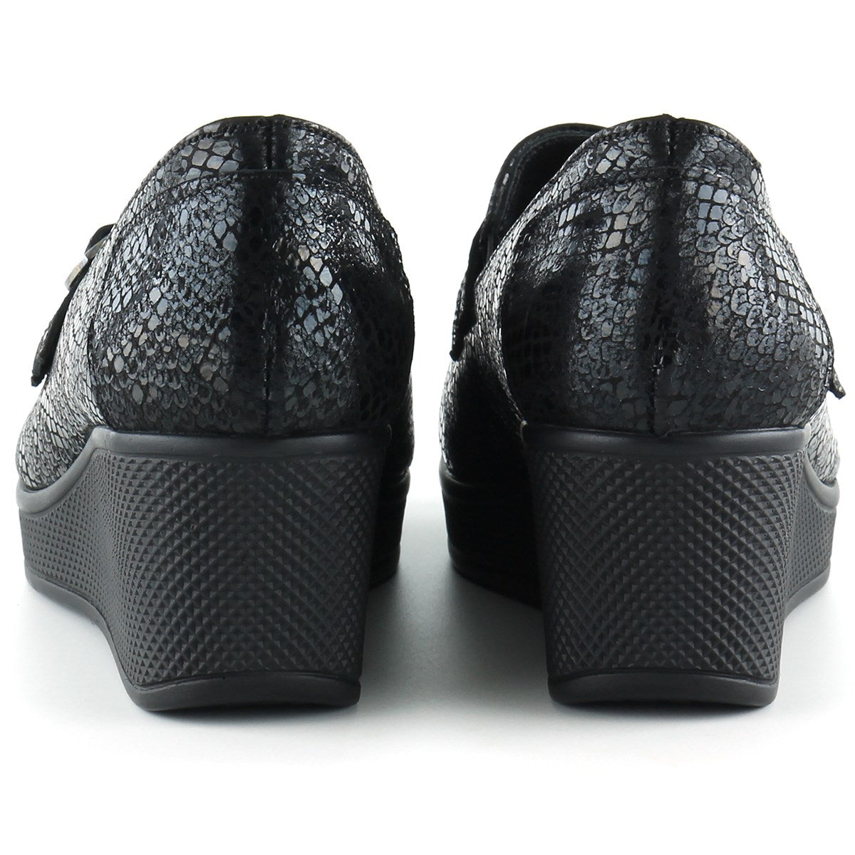 Taylor Siyah Yılan Hakiki Deri Dolgu Topuklu Günlük Ayakkabı